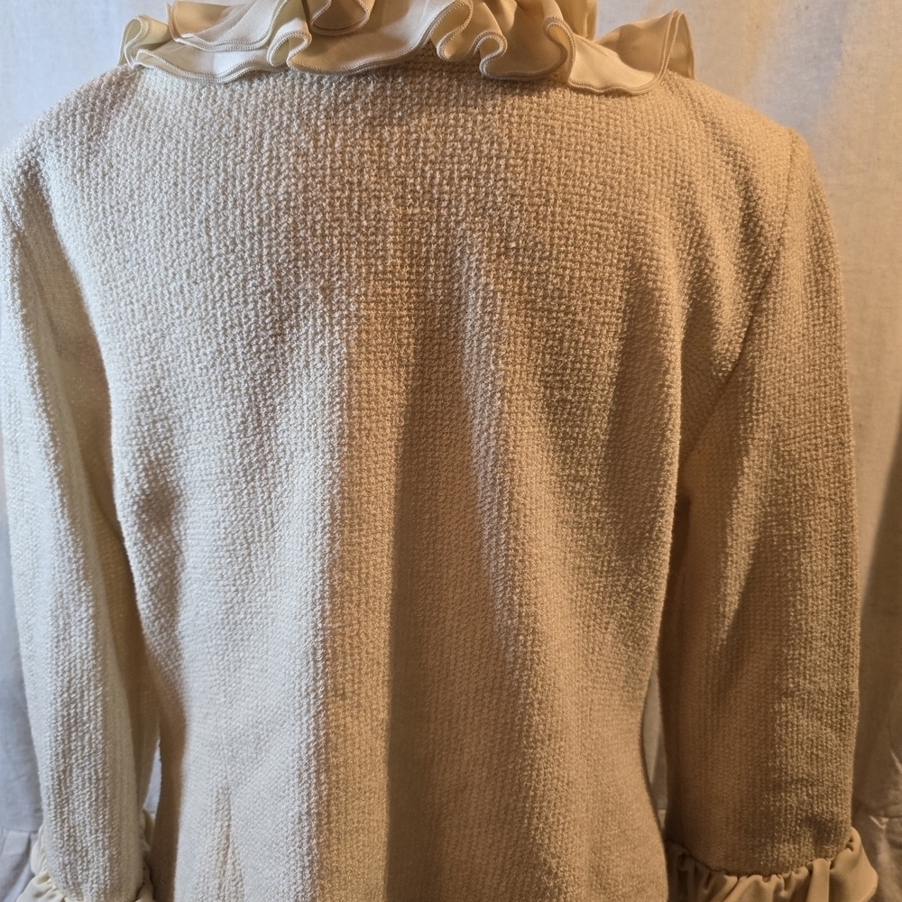 St. John Collection Cream Ruffle Blazer - Picture 3 of 10